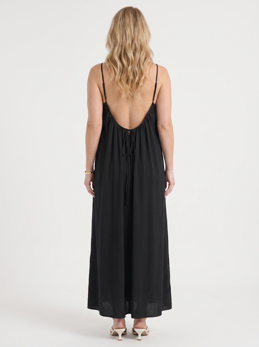 Darcy Ruched Neck Loose Maxi Dress