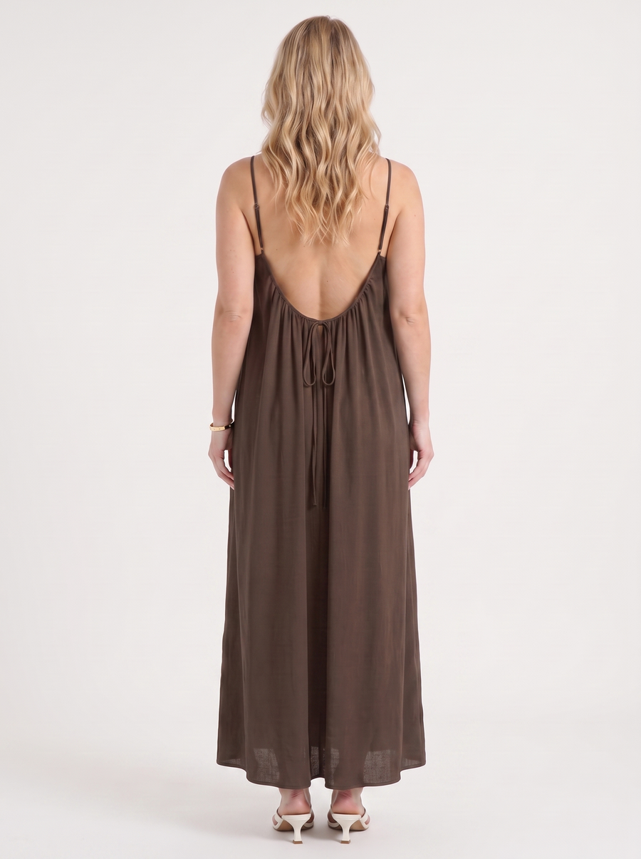 Darcy Ruched Neck Loose Maxi Dress