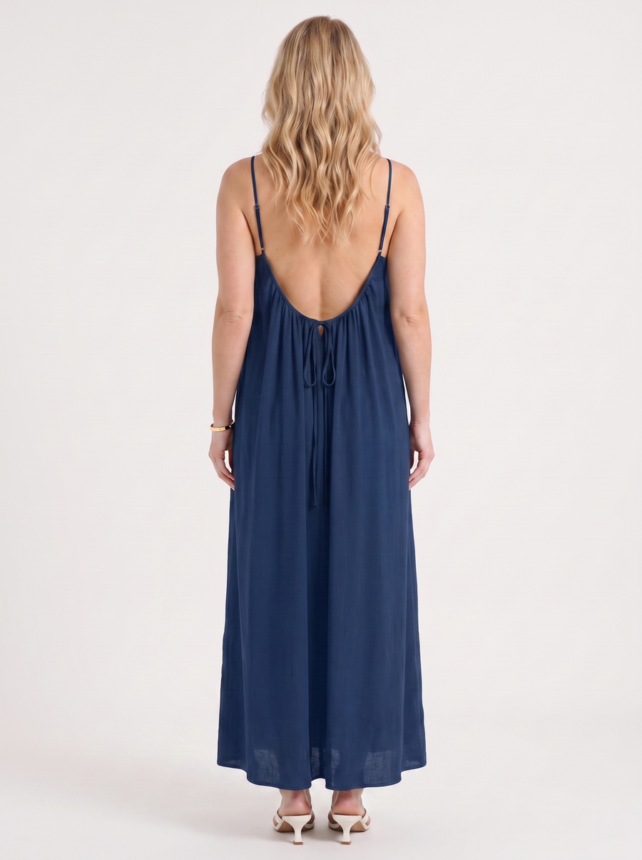 Darcy Ruched Neck Loose Maxi Dress