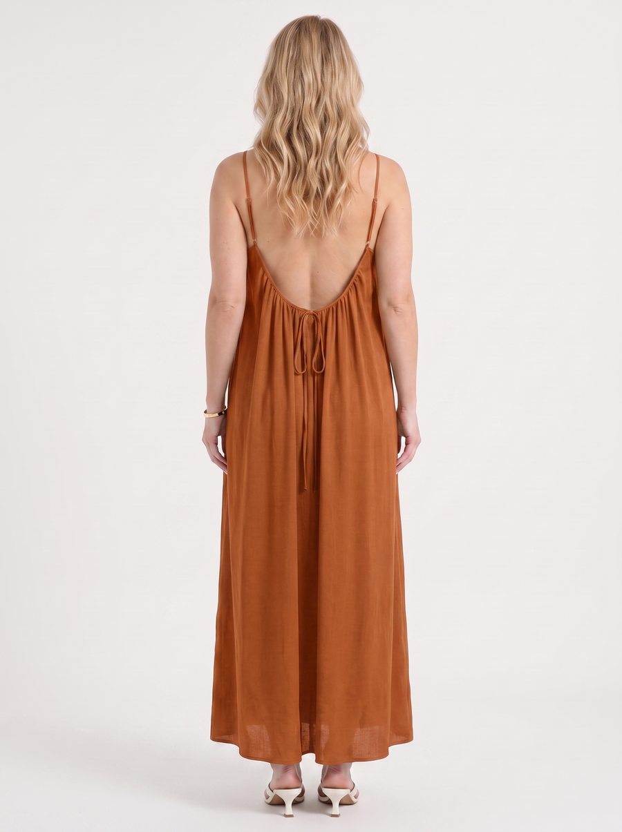 Darcy Ruched Neck Loose Maxi Dress