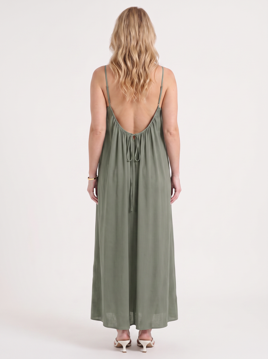 Darcy Ruched Neck Loose Maxi Dress