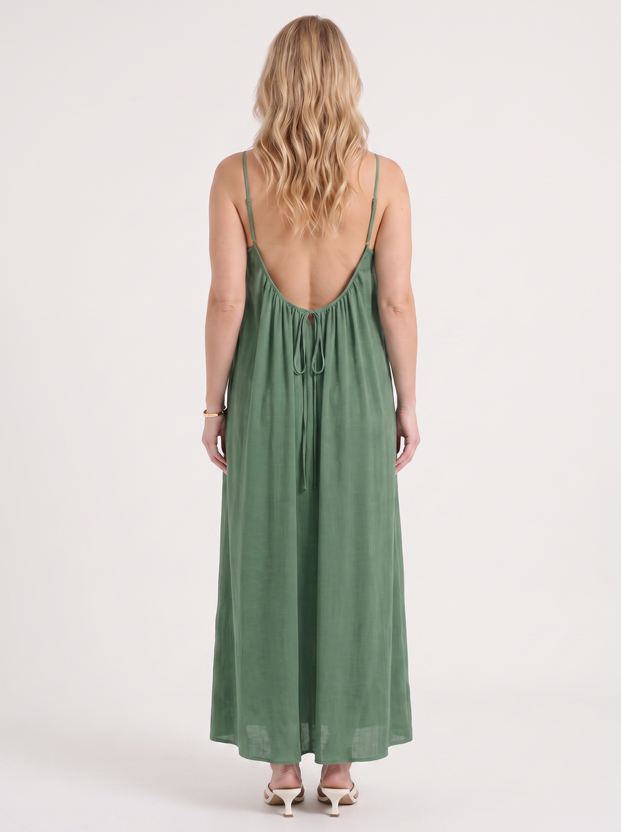 Darcy Ruched Neck Loose Maxi Dress