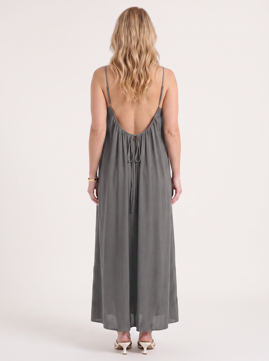 Darcy Ruched Neck Loose Maxi Dress