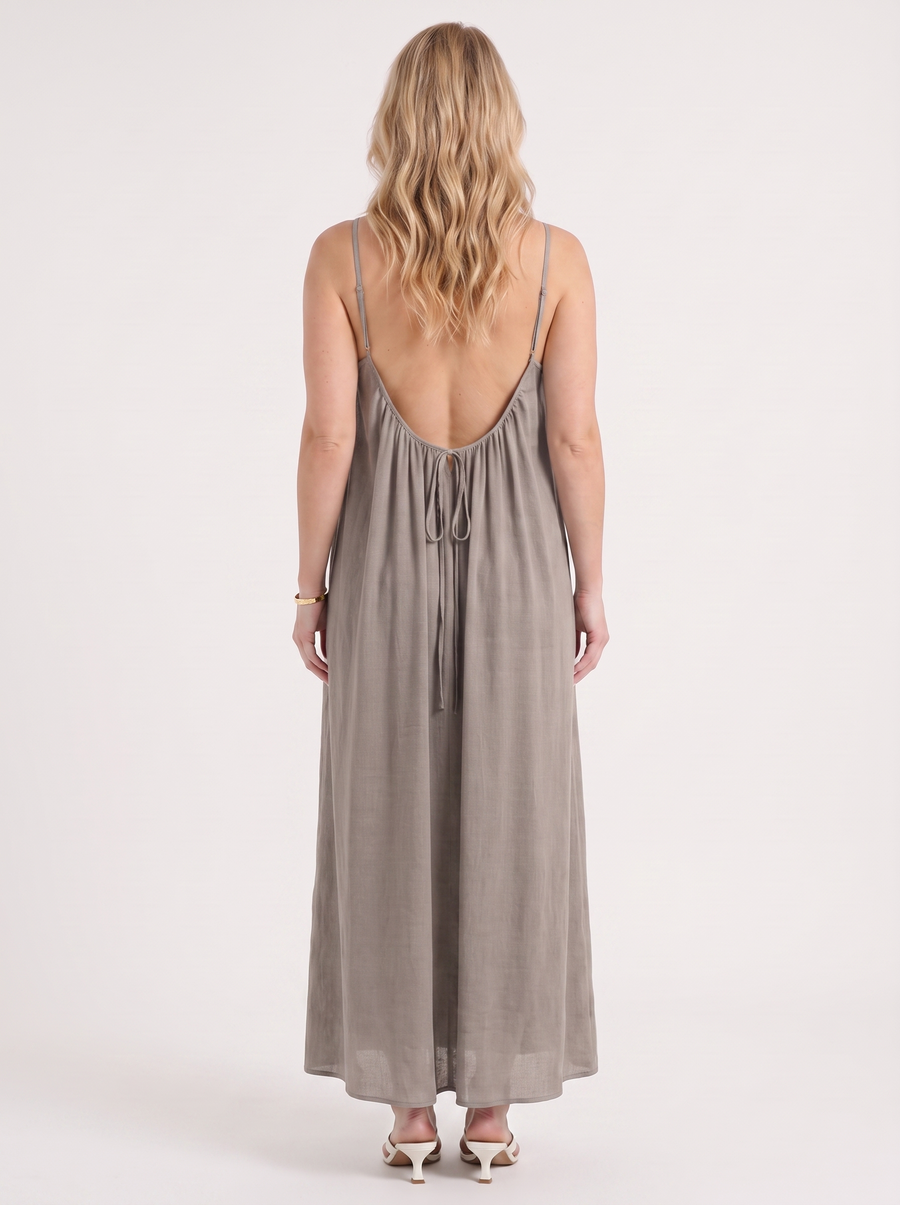 Darcy Ruched Neck Loose Maxi Dress