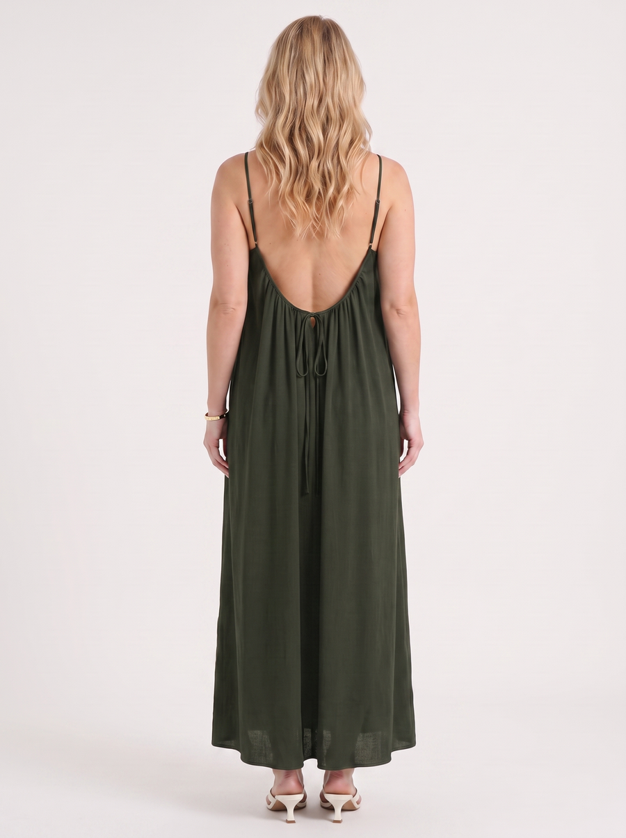 Darcy Ruched Neck Loose Maxi Dress