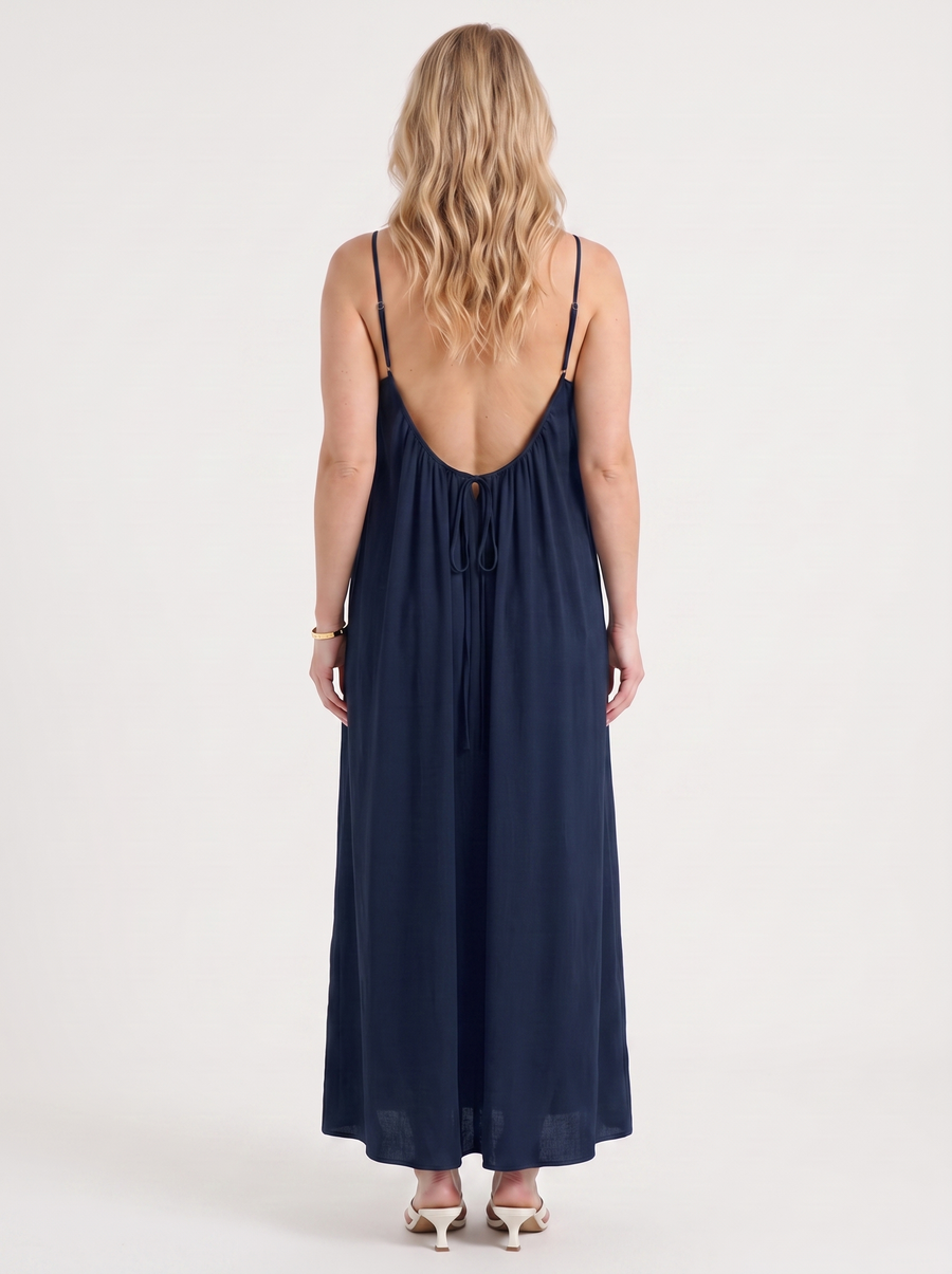 Darcy Ruched Neck Loose Maxi Dress