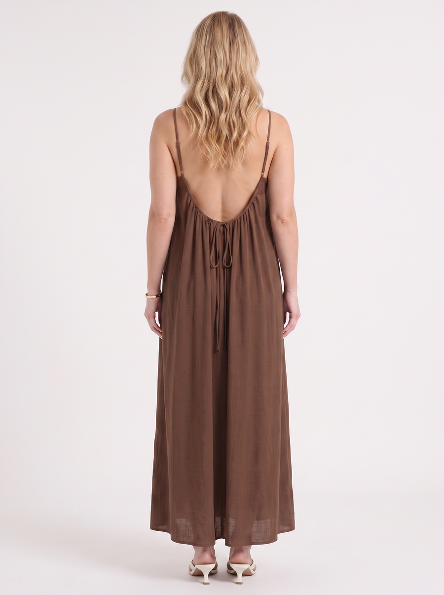 Darcy Ruched Neck Loose Maxi Dress