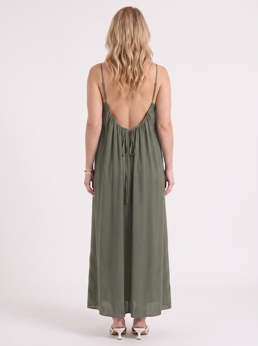 Darcy Ruched Neck Loose Maxi Dress