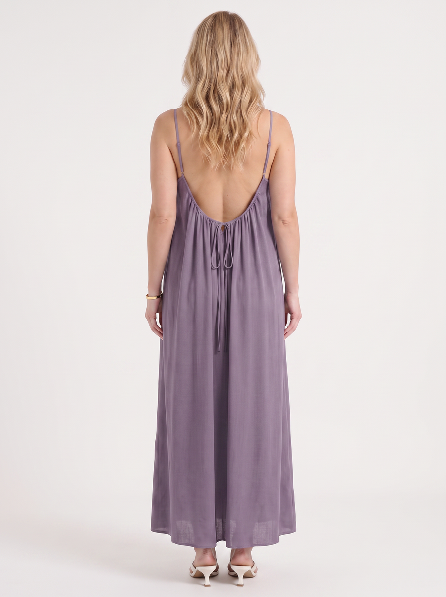 Darcy Ruched Neck Loose Maxi Dress