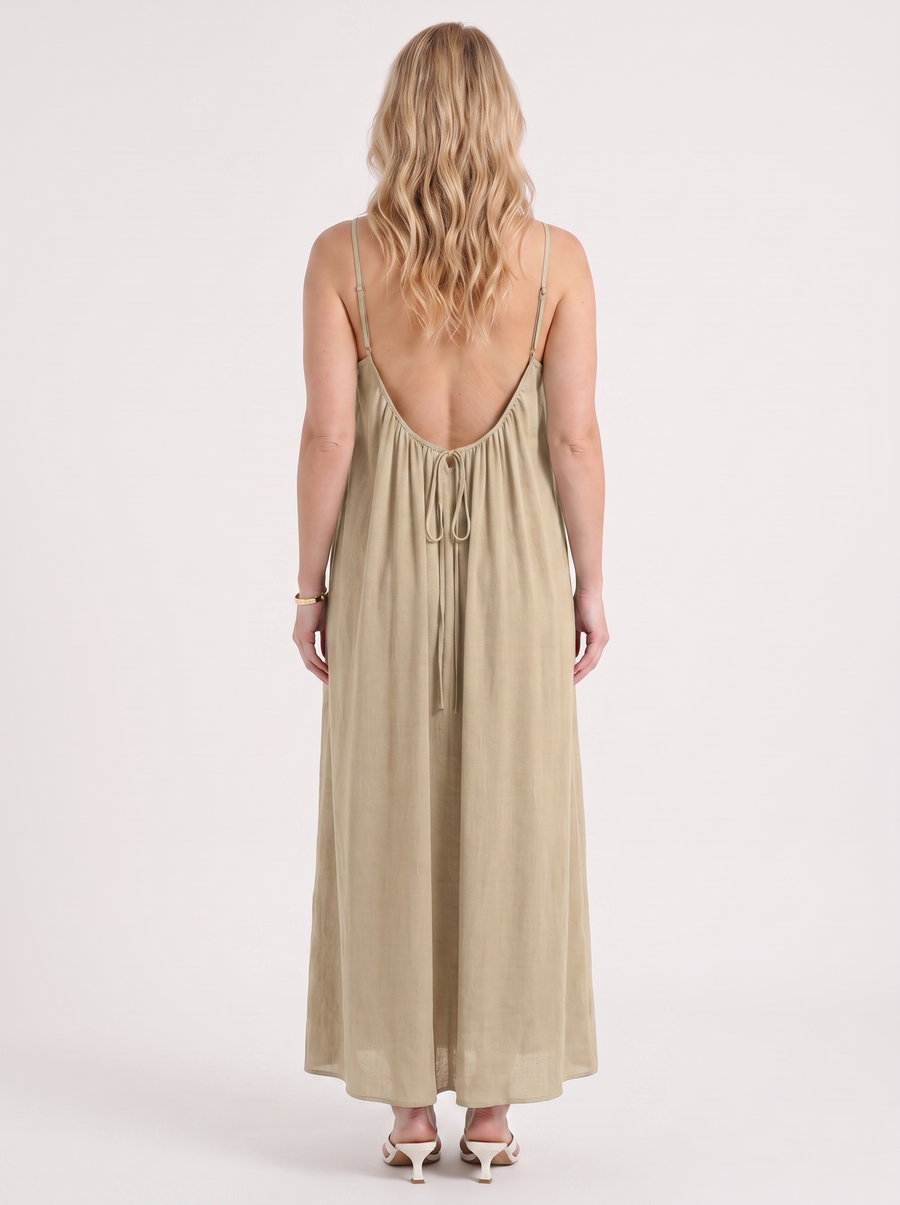 Darcy Ruched Neck Loose Maxi Dress