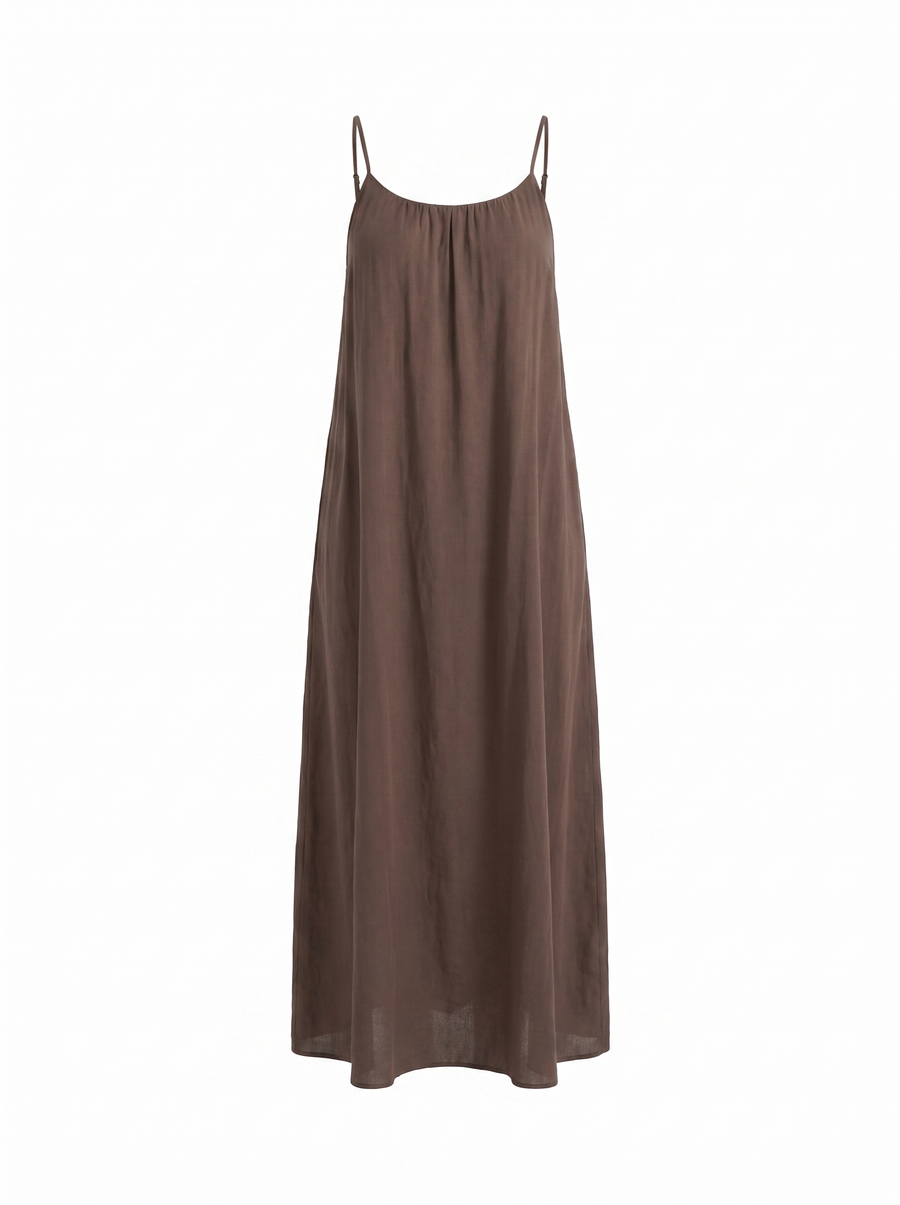 Darcy Ruched Neck Loose Maxi Dress