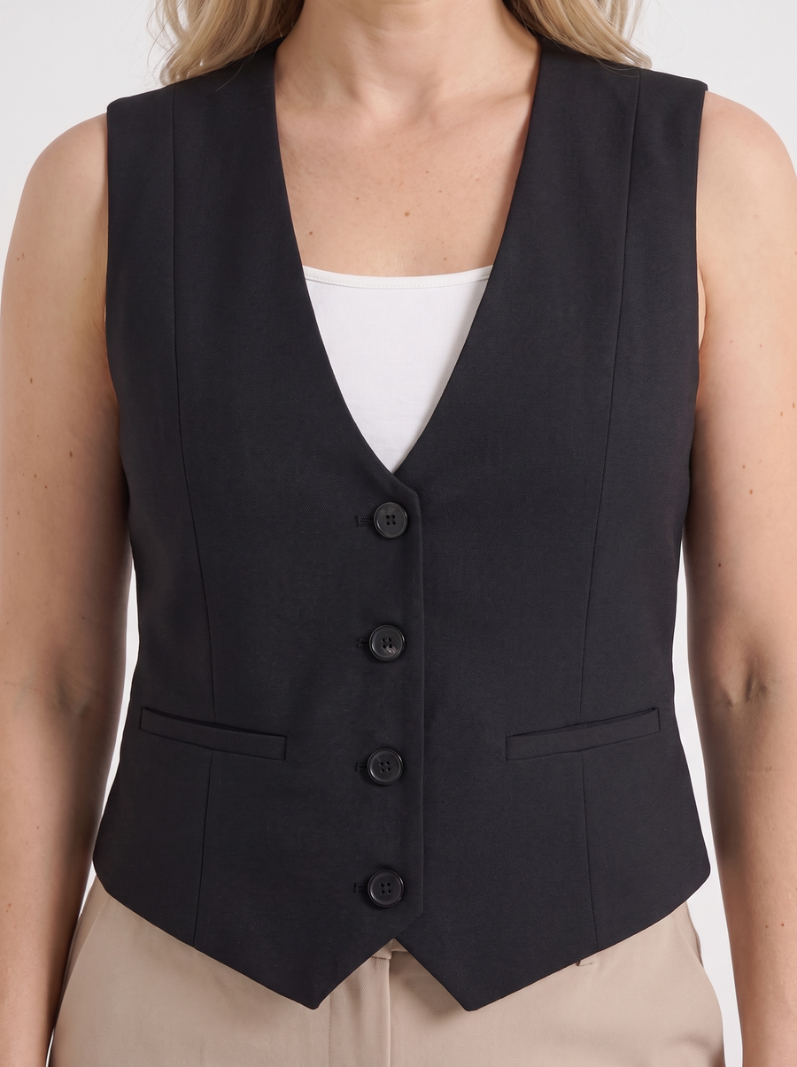 Harmonia Plaid Check V Neck Vest