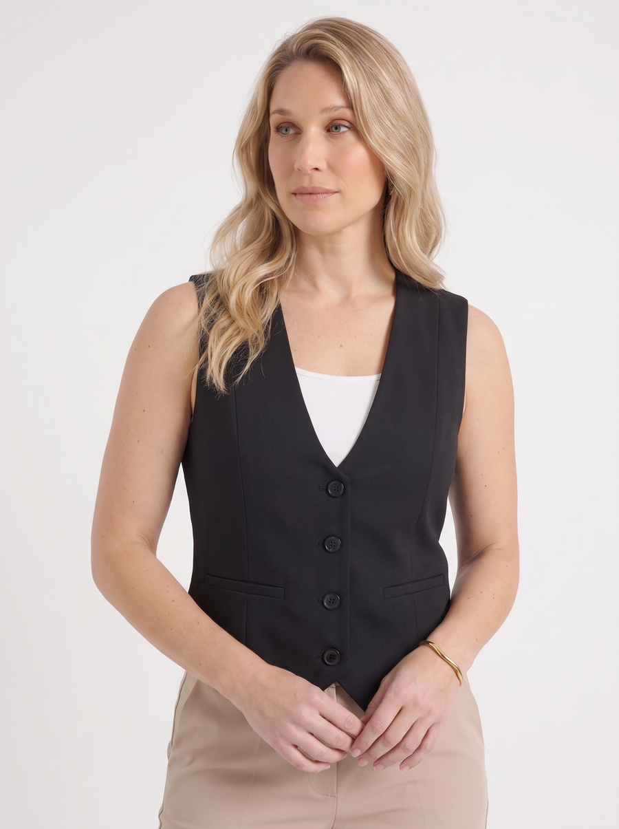 Harmonia Plaid Check V Neck Vest