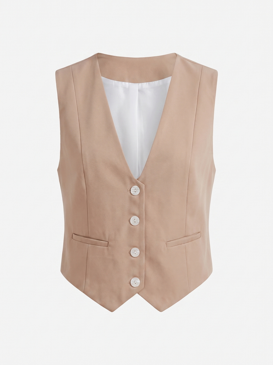 Harmonia Plaid Check V Neck Vest