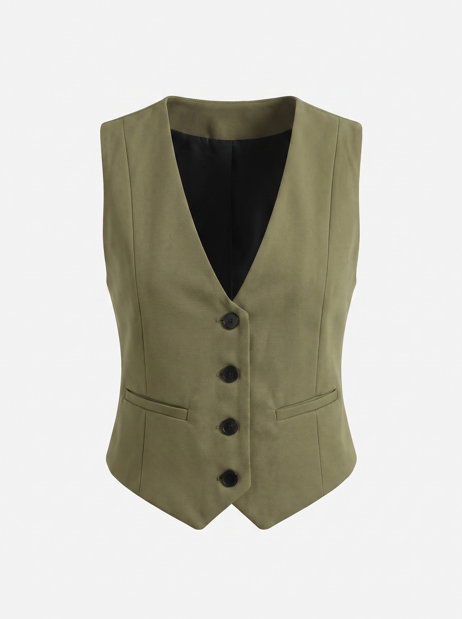 Harmonia Plaid Check V Neck Vest