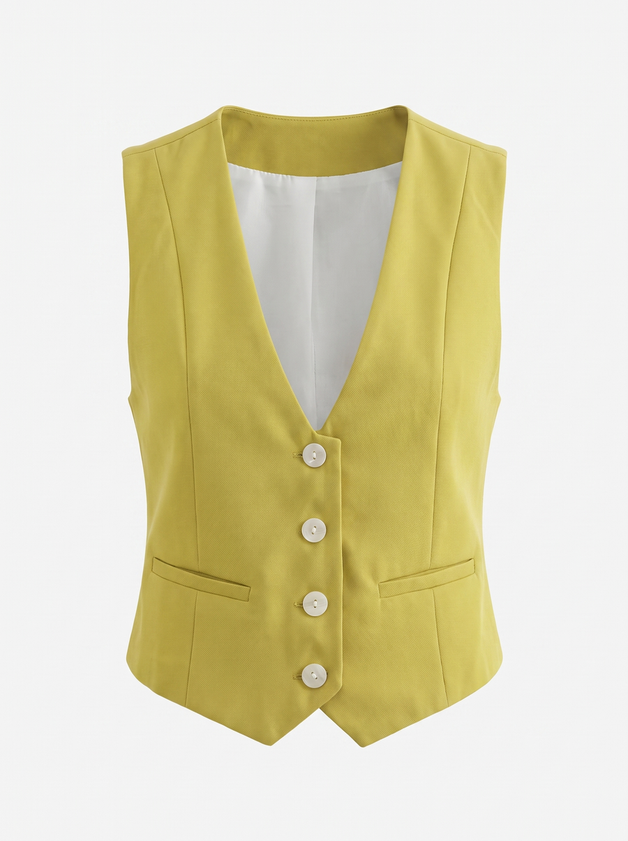 Harmonia Plaid Check V Neck Vest