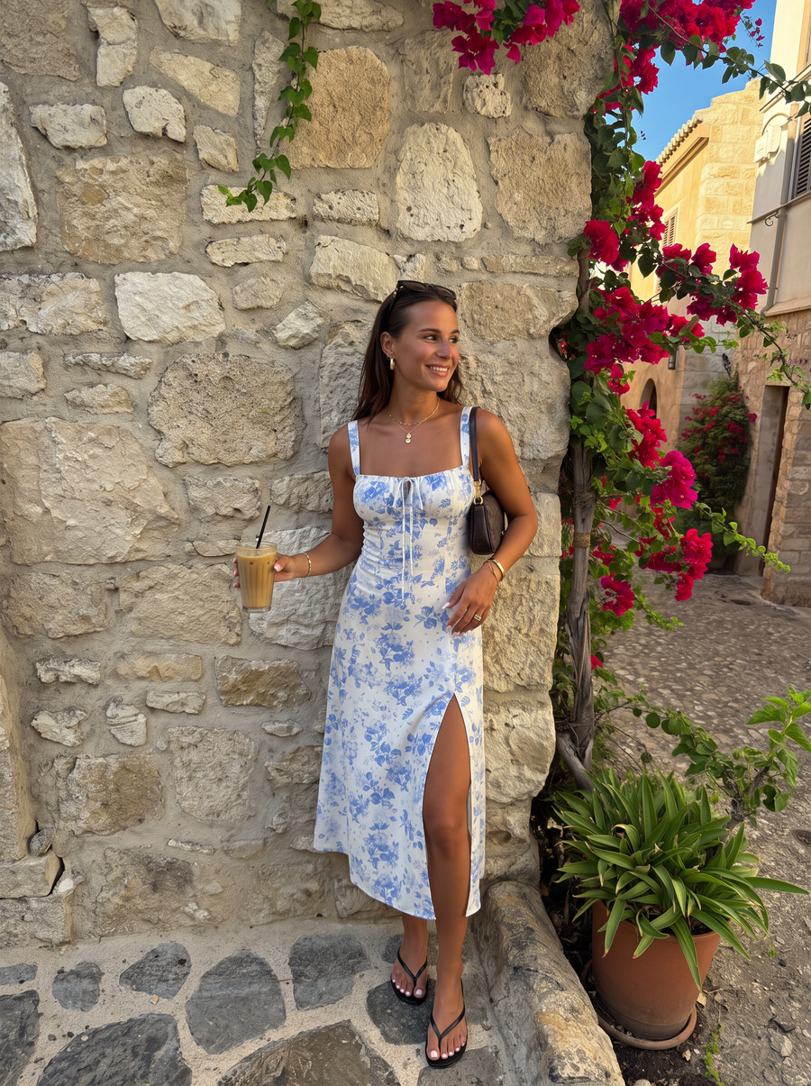 Josie Floral Fitted Waist Midi Sundress