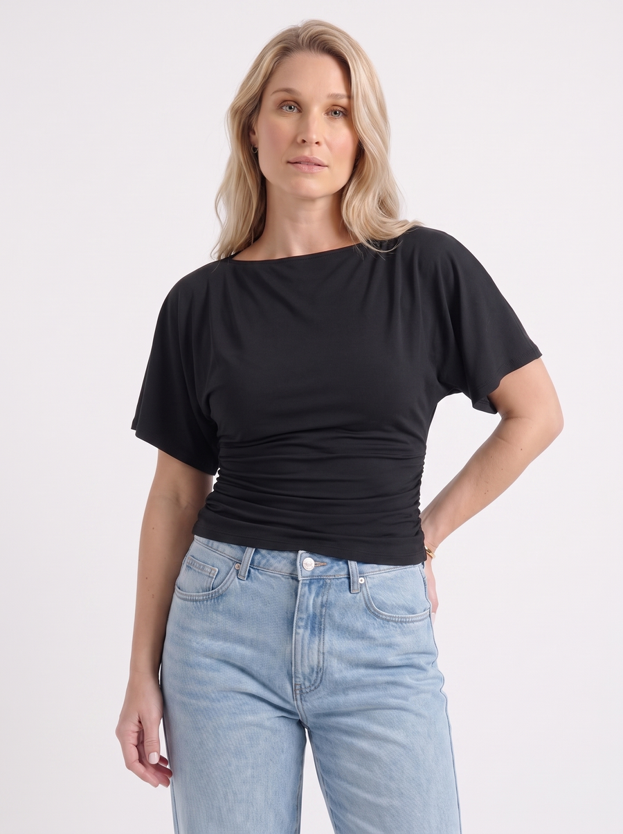 Deena Boat Neck Short Sleeve Top
