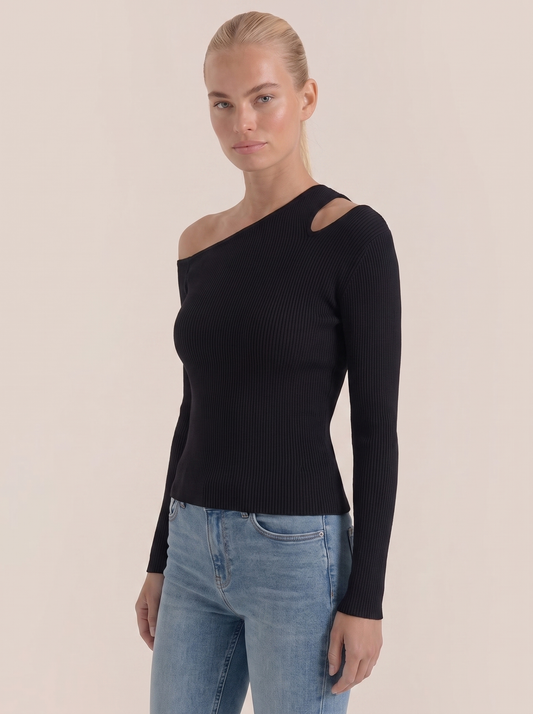 Jessie Asymmetric Cut Out Ribbed Top