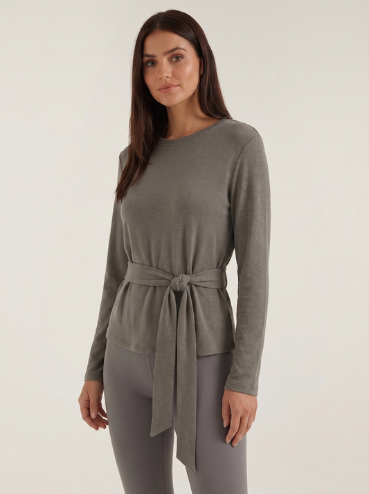 Holly Long Sleeve Top with Tie Belt