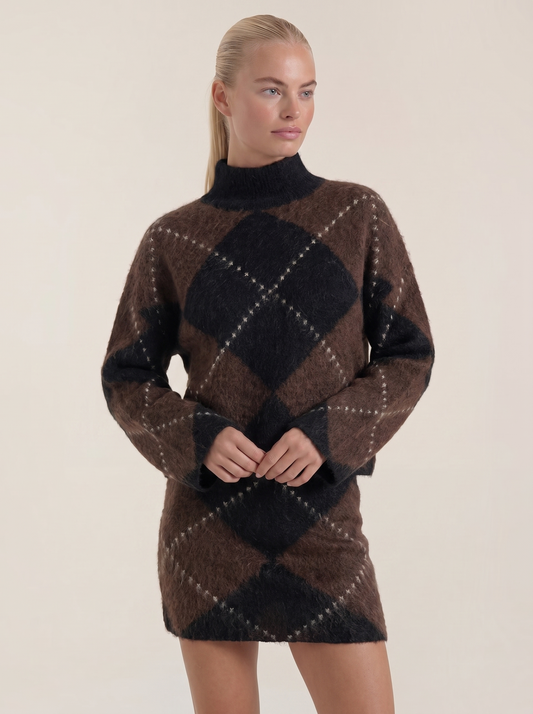 Kristen Argyle Turtleneck Sweater