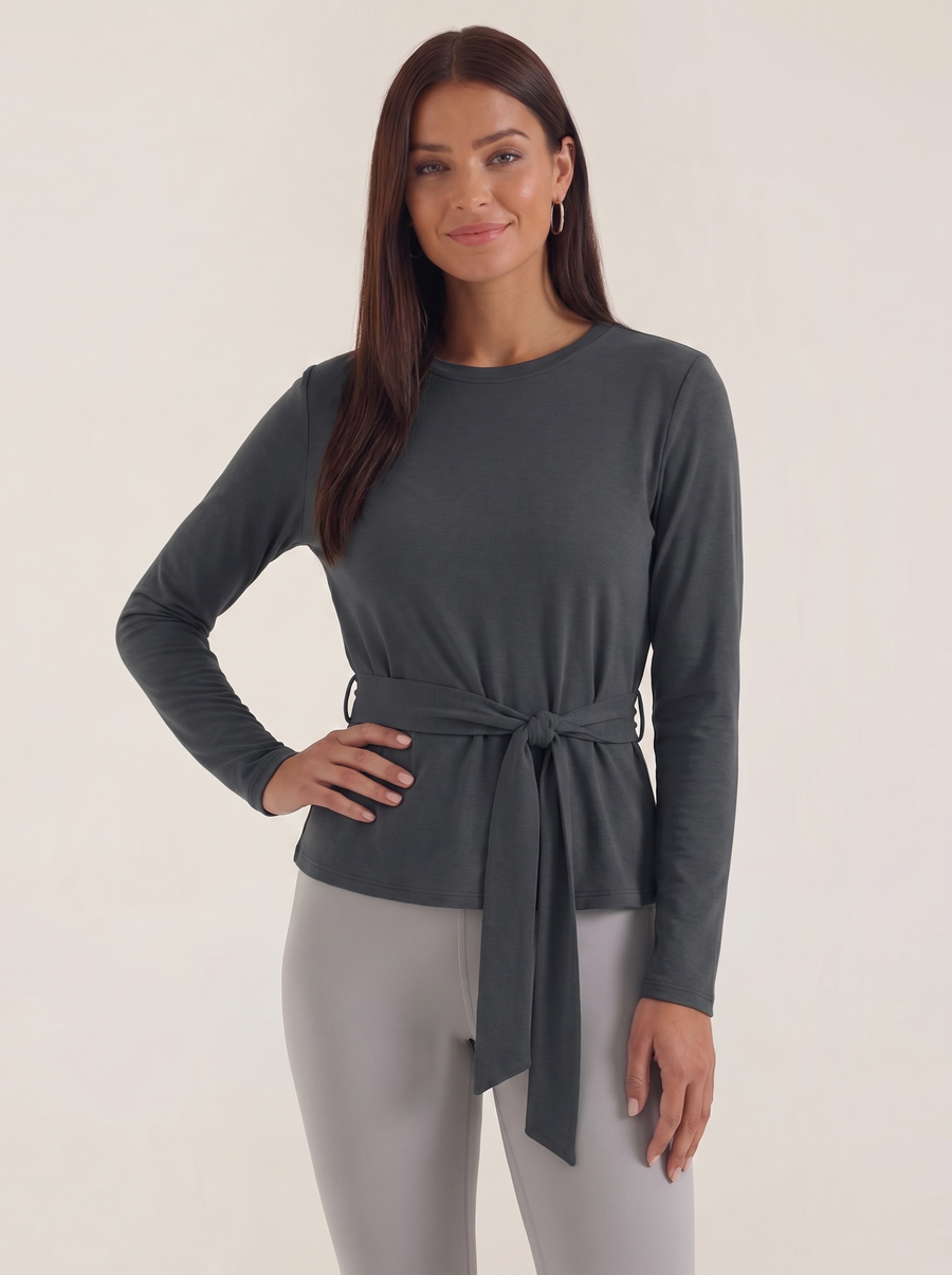 Holly Long Sleeve Top with Tie Belt