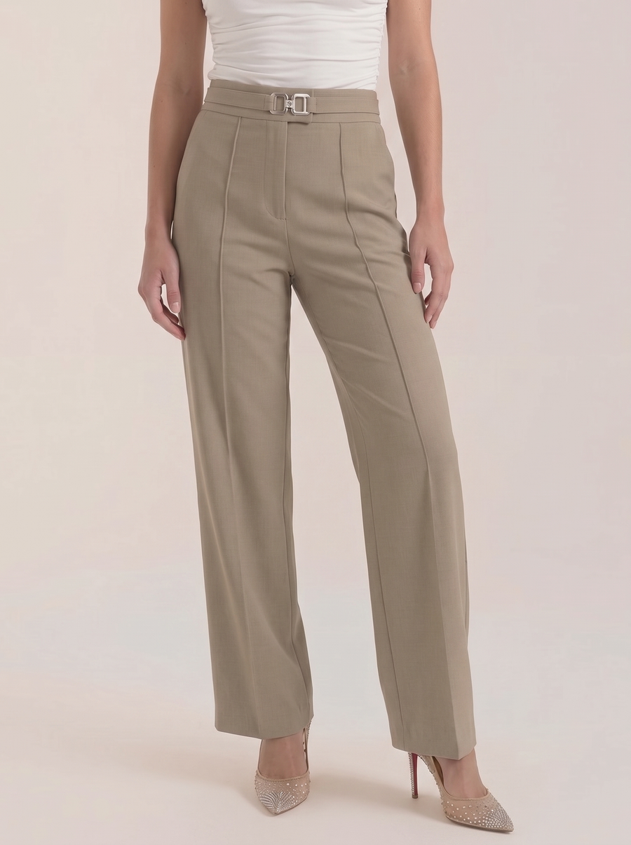 Maxine Buckle Detail Wide Leg Pants