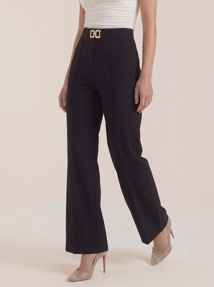 Maxine Buckle Detail Wide Leg Pants