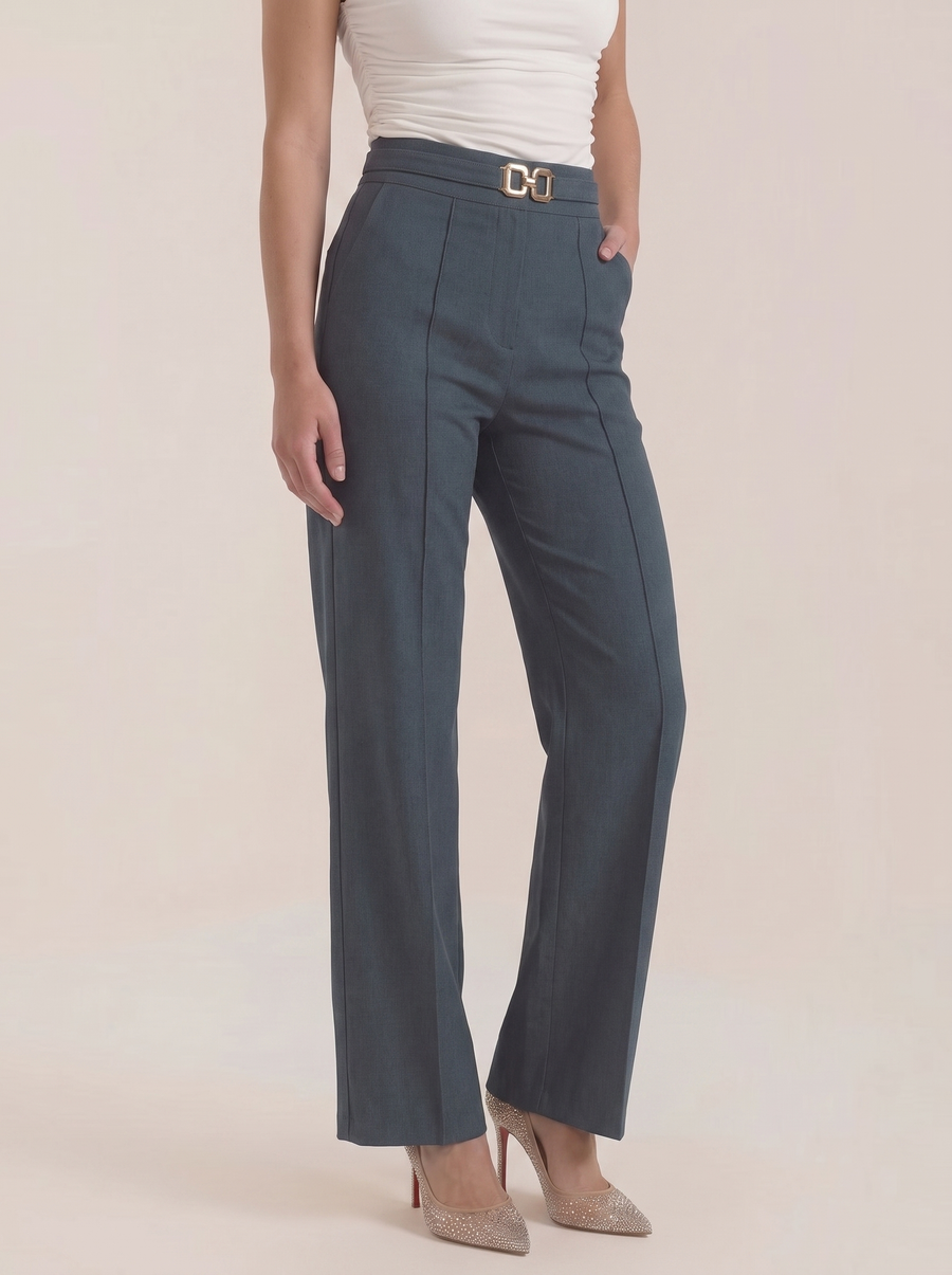 Maxine Buckle Detail Wide Leg Pants