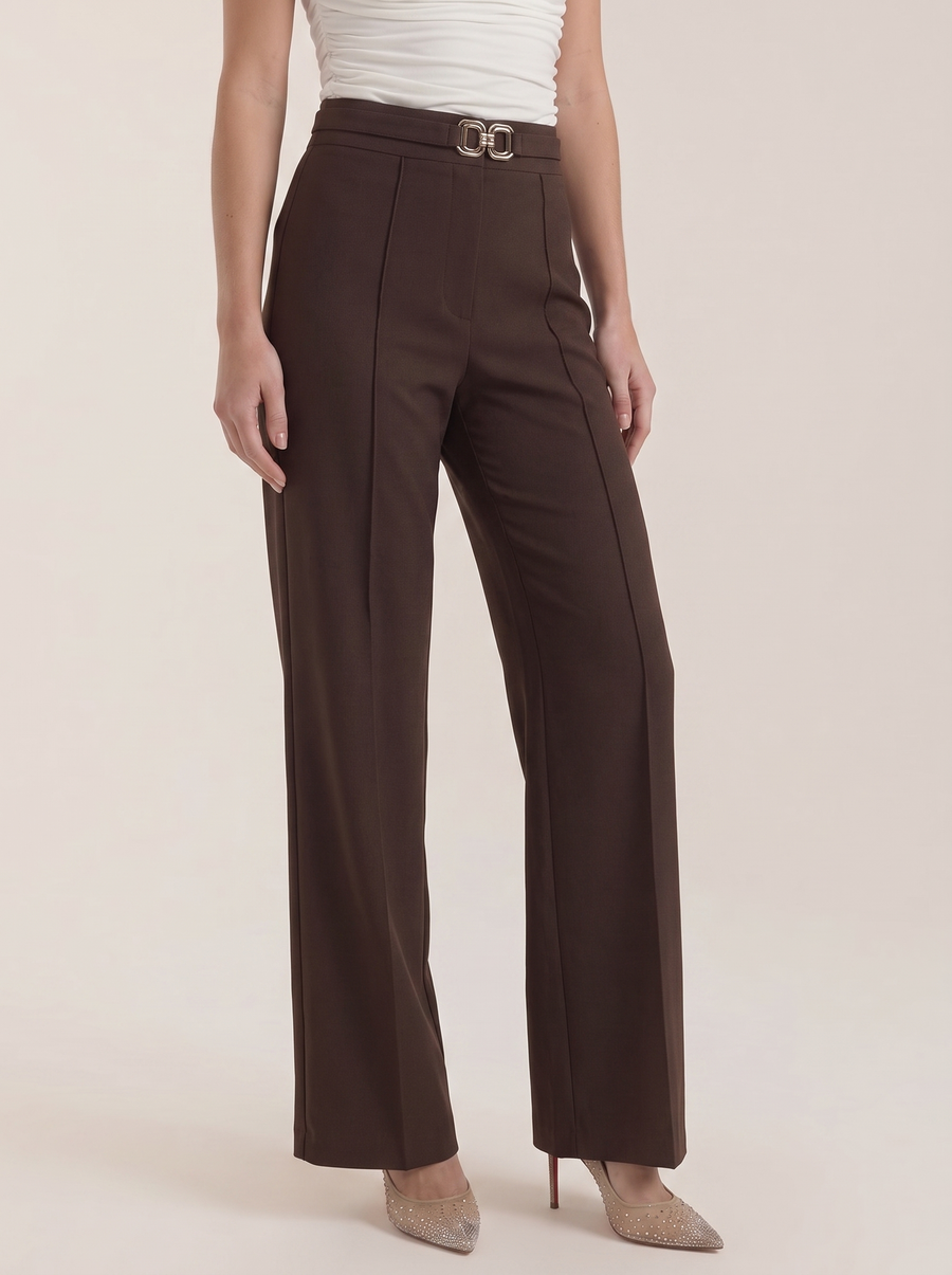 Maxine Buckle Detail Wide Leg Pants
