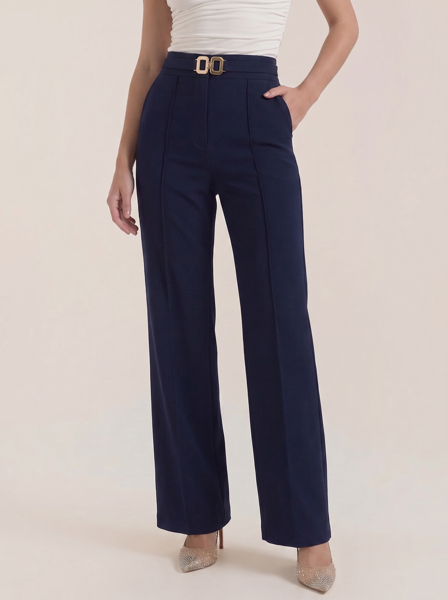 Maxine Buckle Detail Wide Leg Pants