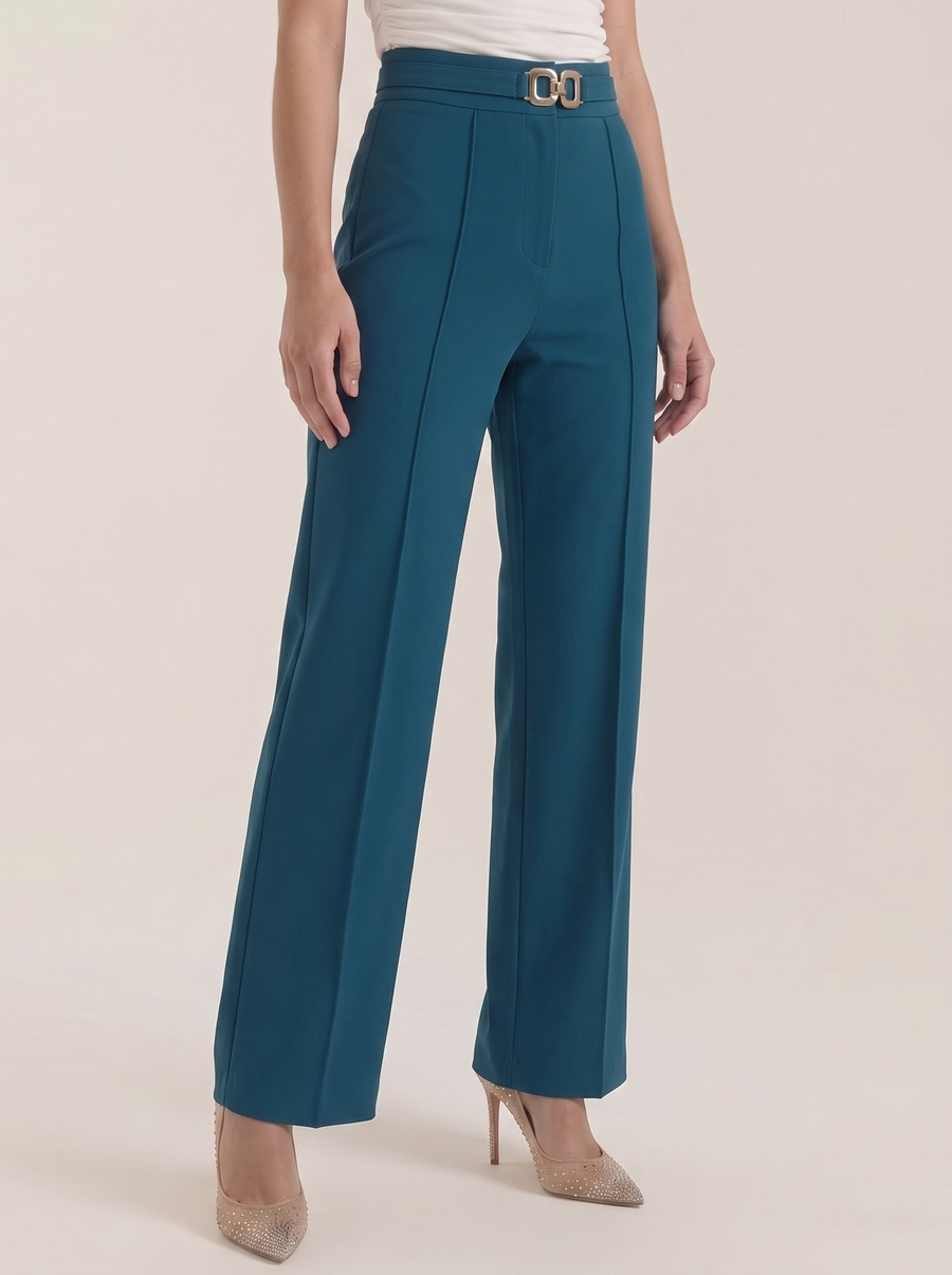 Maxine Buckle Detail Wide Leg Pants