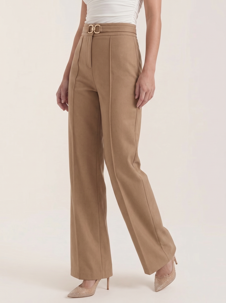 Maxine Buckle Detail Wide Leg Pants