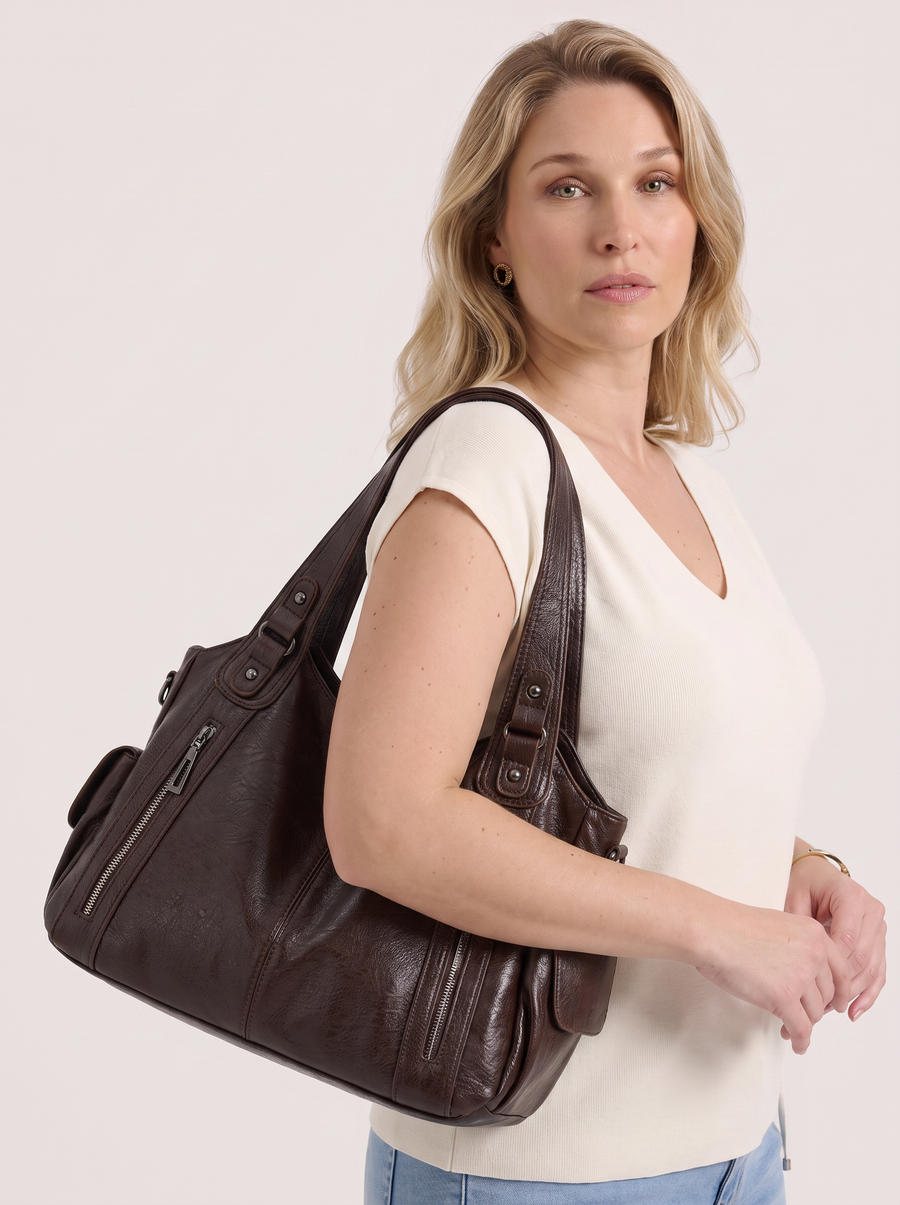 Anika Zip Detail Top Handle Bag