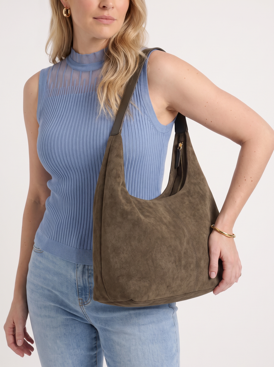 Rahel Zip Top Slouchy Hobo Bag