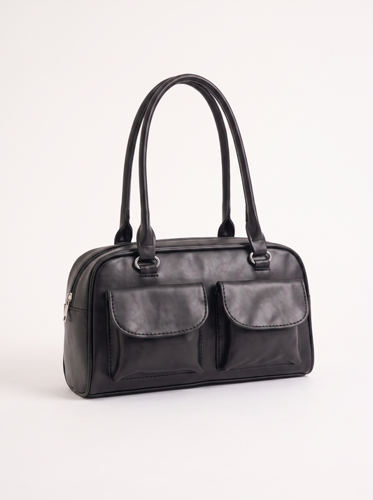 Cristina Vintage Bowling Bag with Flap Pockets