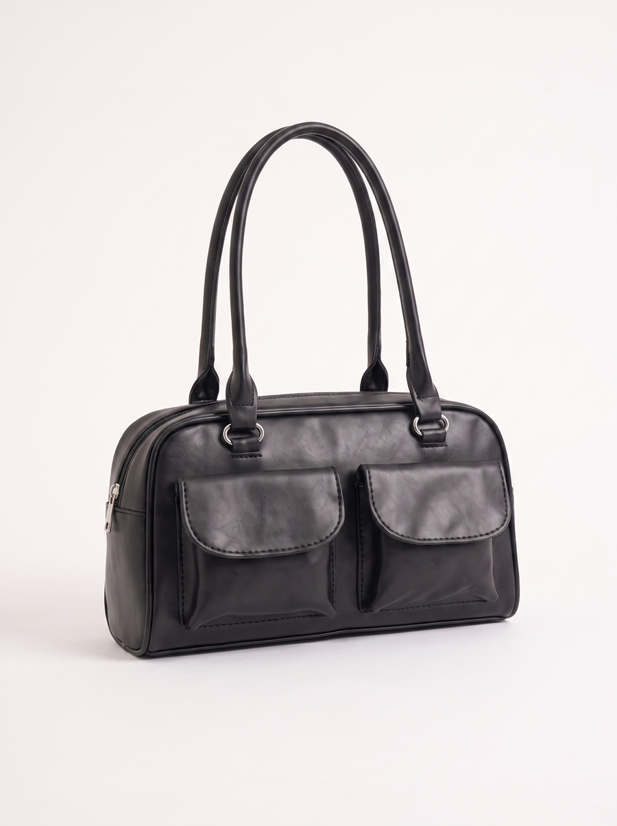 Cristina Vintage Bowling Bag with Flap Pockets