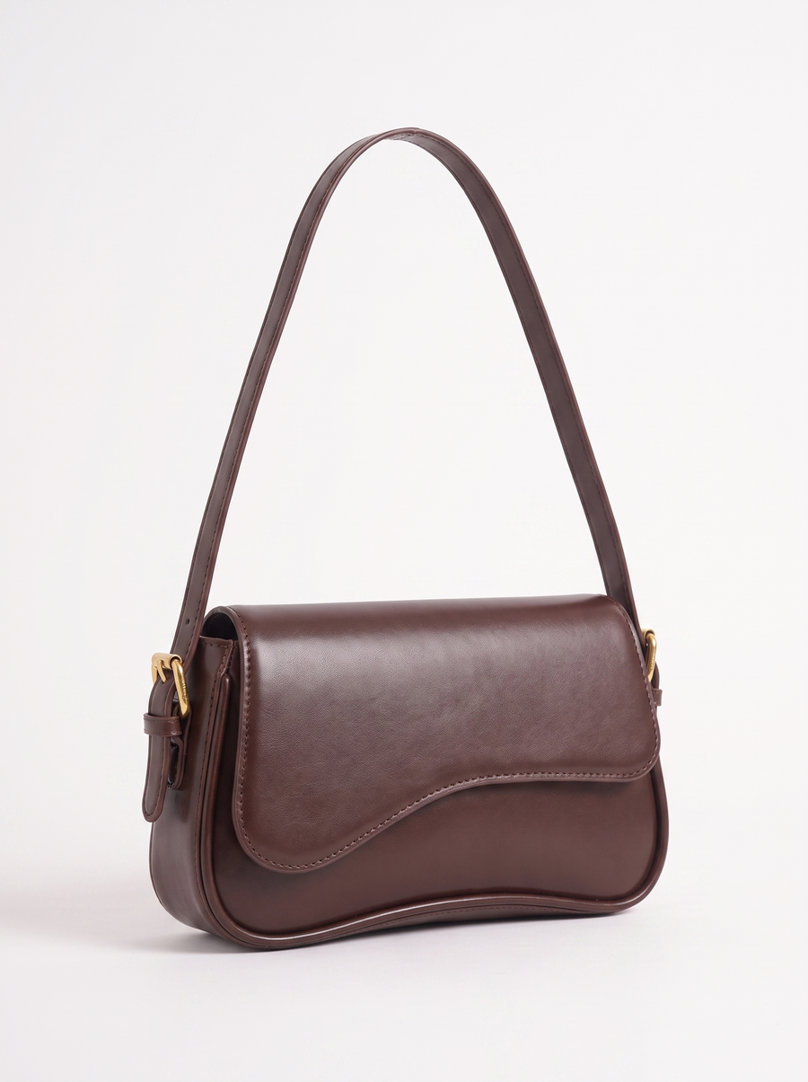 Selina Asymmetric Flap Baguette Bag