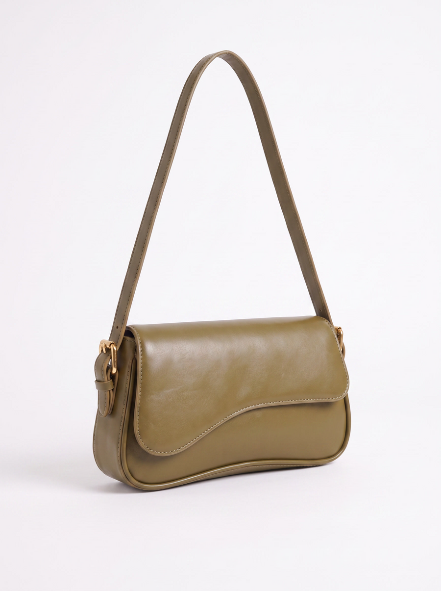 Selina Asymmetric Flap Baguette Bag