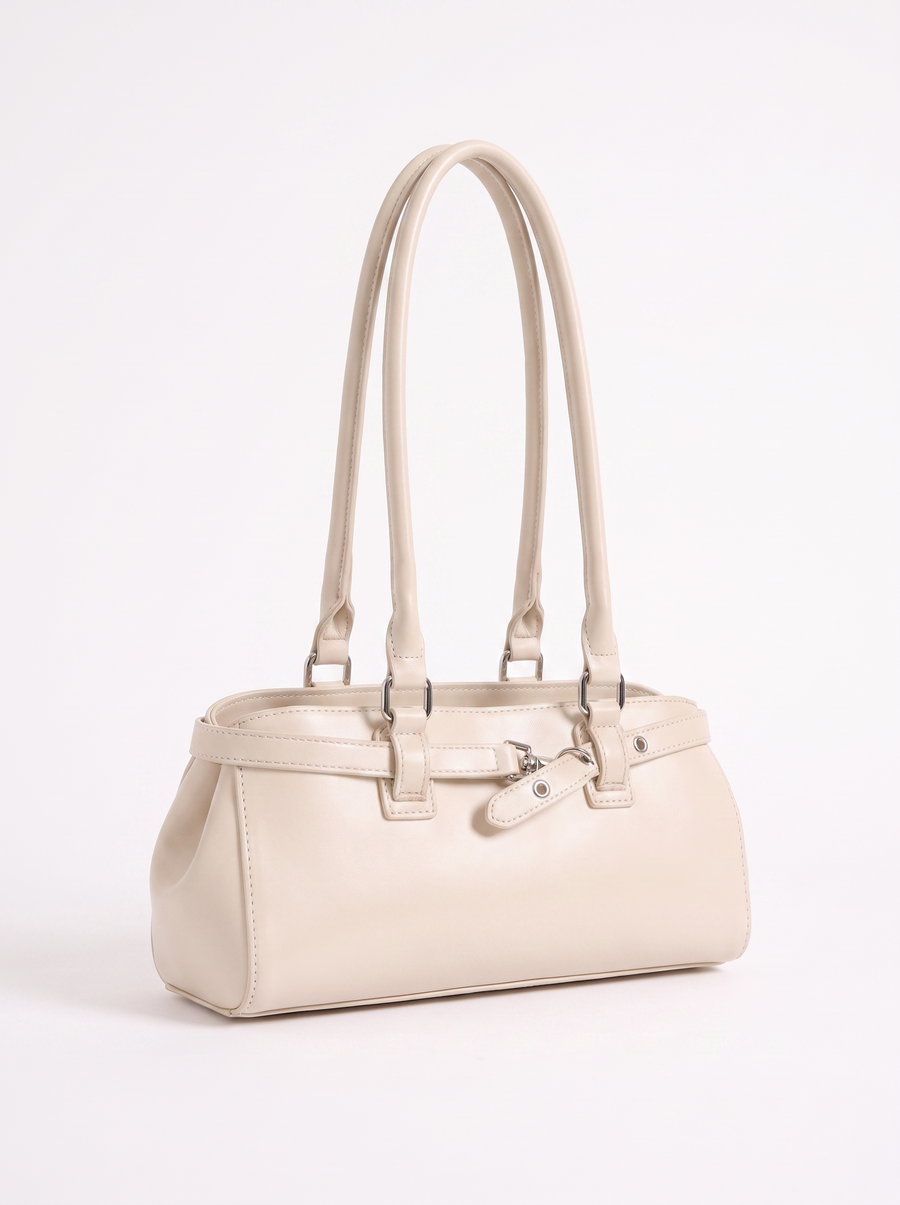 Nela Glossy Buckle Strap Top Handle Bag