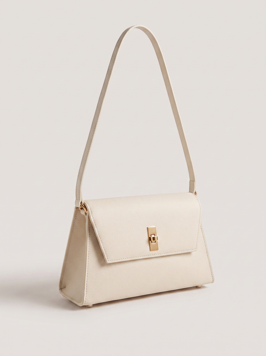 Kleine Handtasche aus Leder – Weiss, Frontansicht