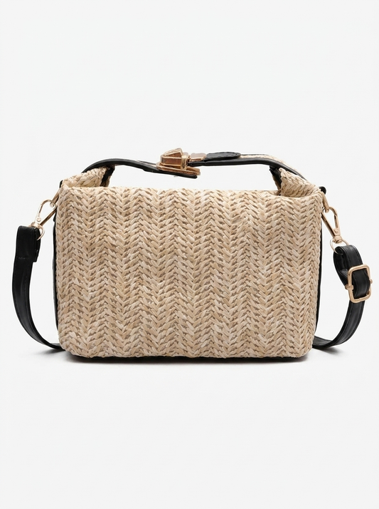 Sabine Woven Twist Lock Crossbody Bag