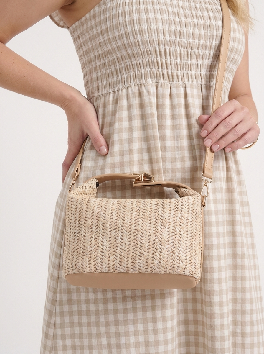 Sabine Woven Twist Lock Crossbody Bag