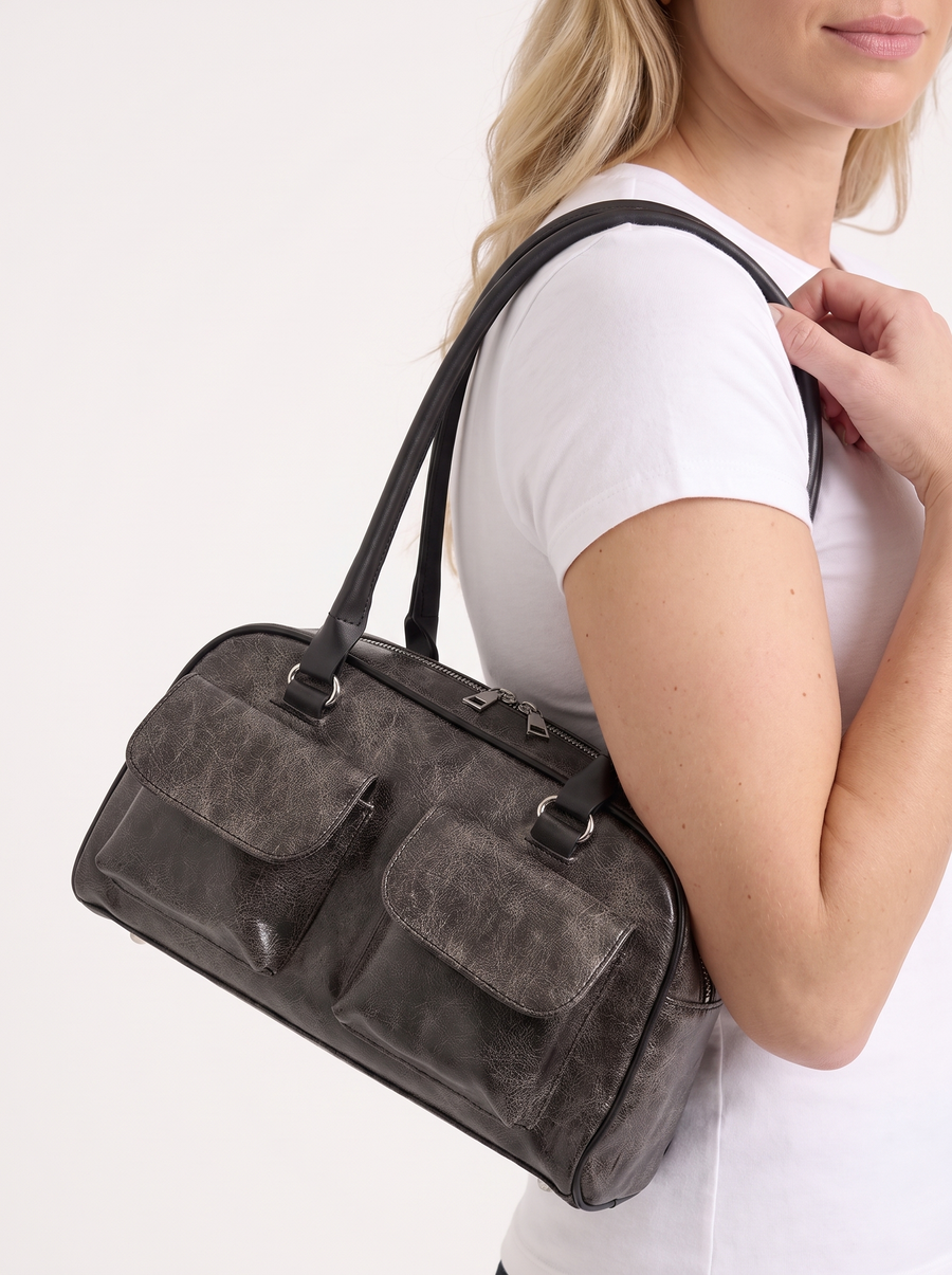 Cristina Vintage Bowling Bag with Flap Pockets
