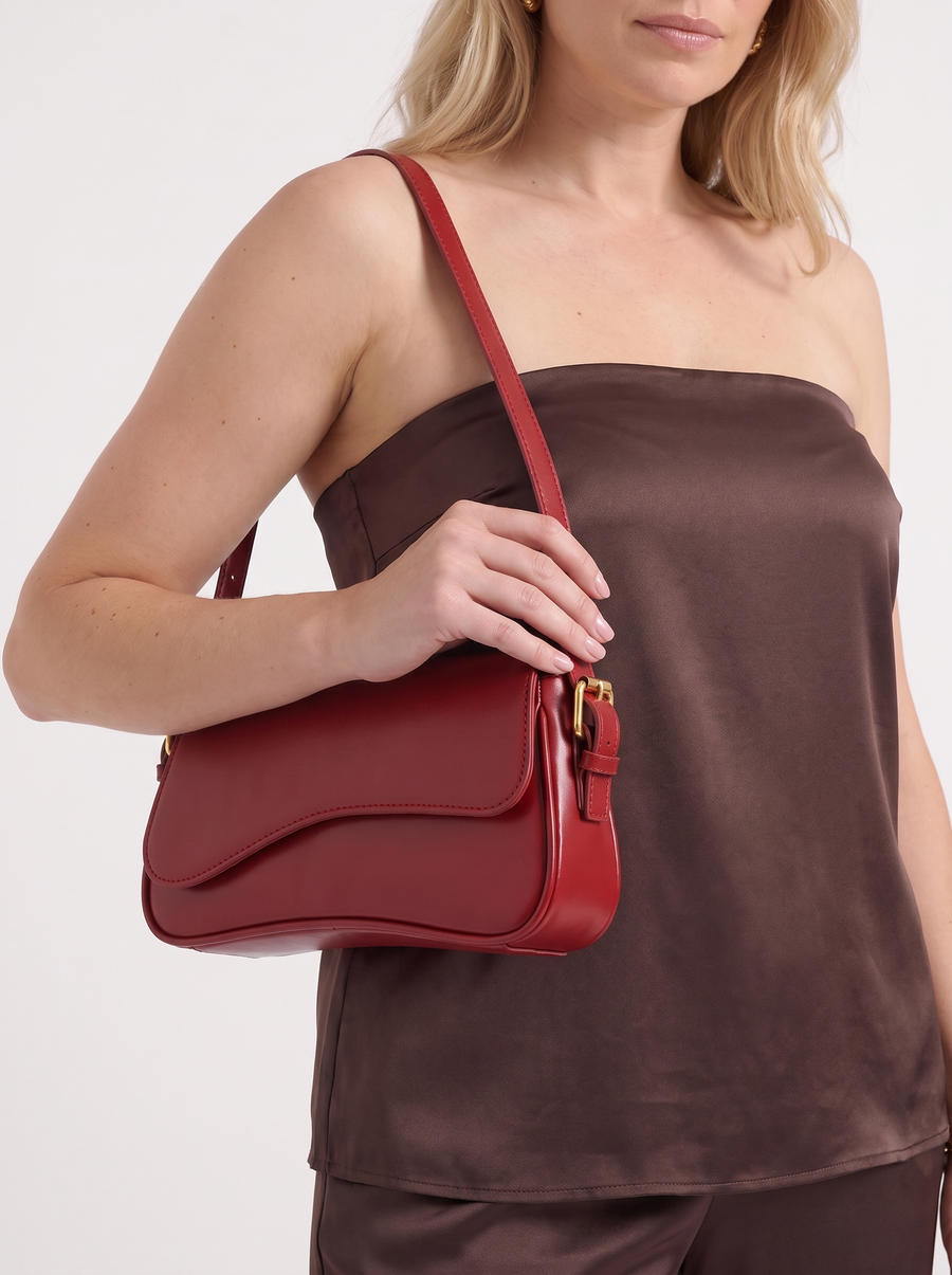 Selina Asymmetric Flap Baguette Bag