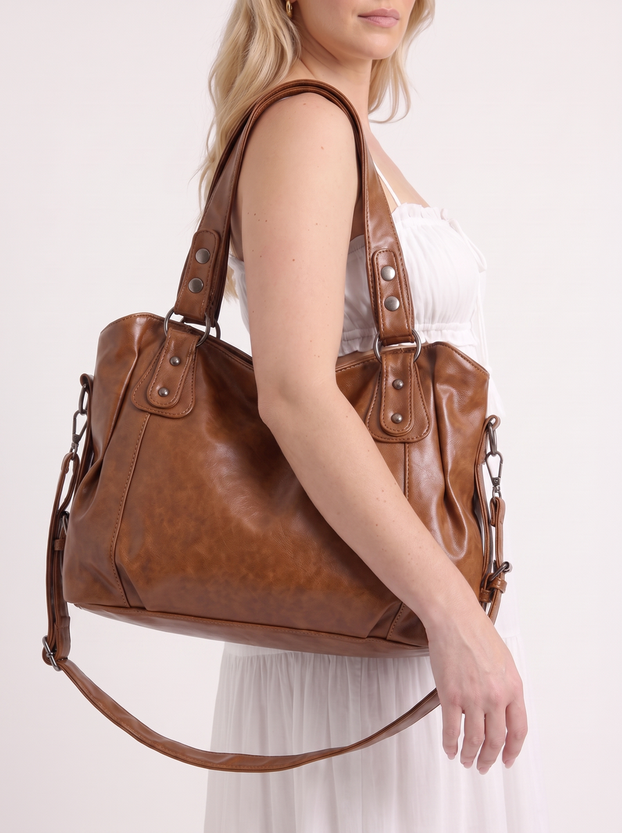 Georgina Vintage Studded Handle Shoulder Bag