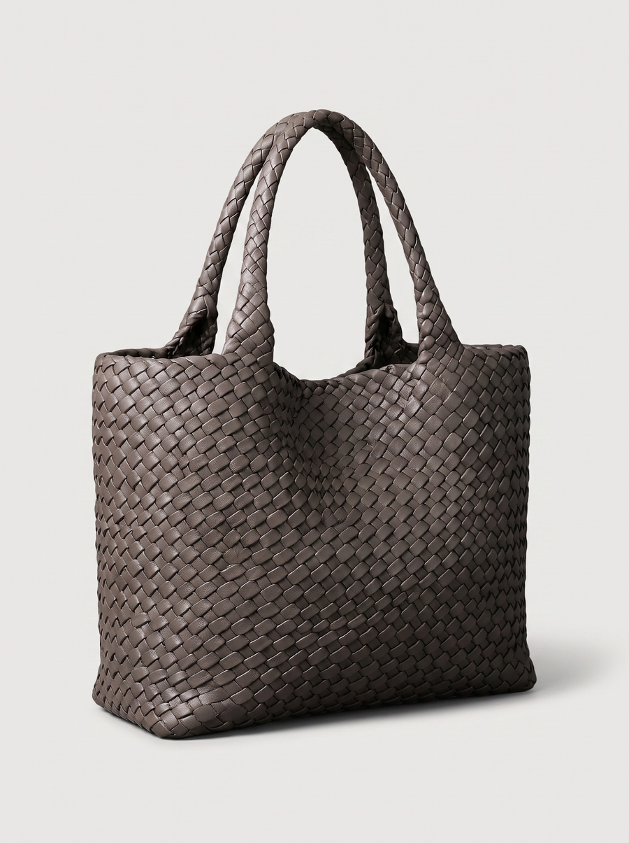 Lana Geflochtene Shopper-Tasche Steingrau