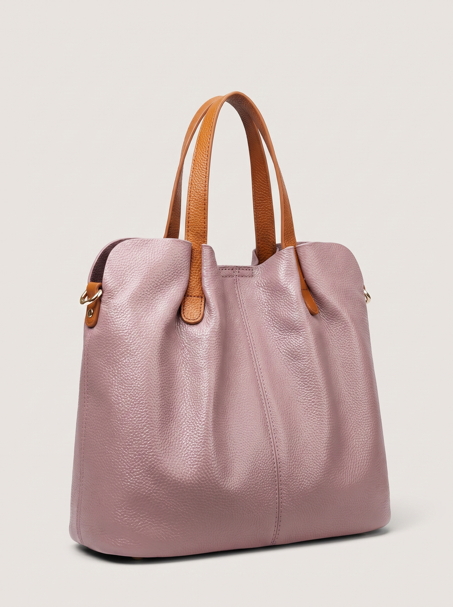 Alana Ledertasche mit Litchi-Prägung Lila