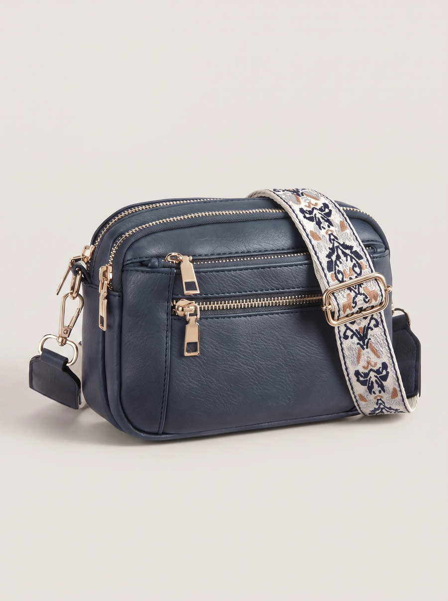 Elain Vegan-Leder Crossbody-Tasche Navy