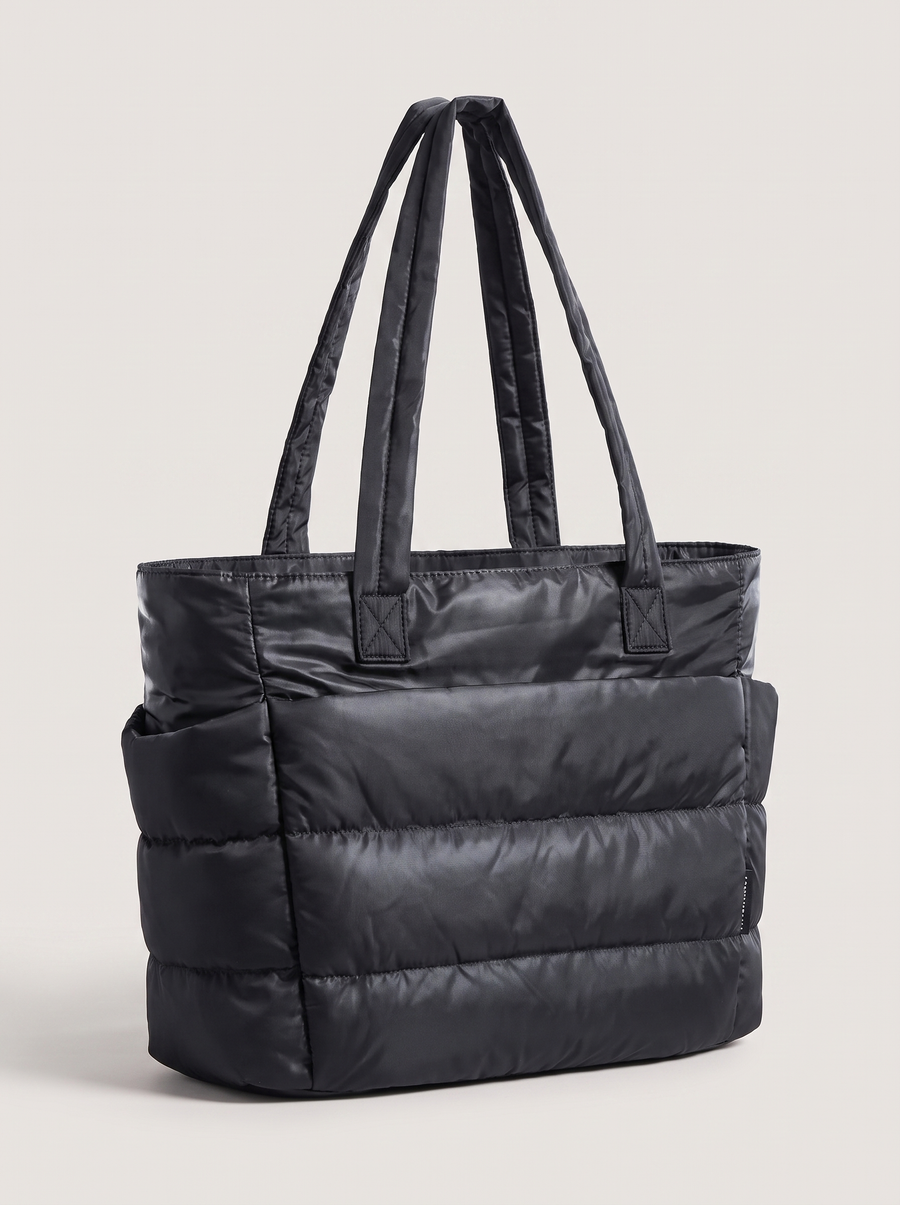 La Maison Puff Gesteppte Schultertasche Schwarz